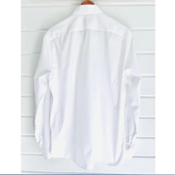 ISAIA Classic 100% Cotton White Dress Shirt - 17/43 - Picture 3 of 9